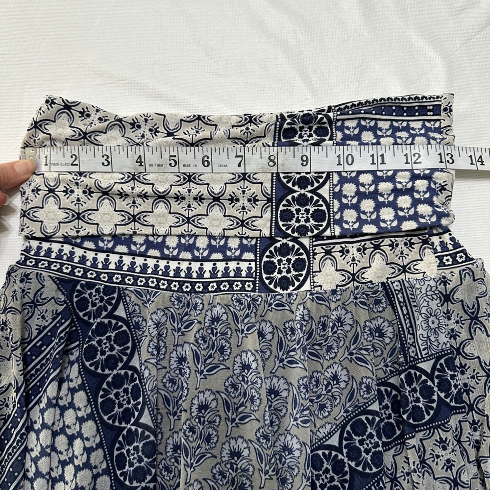 INC Patchwork Handkerchief Skirt PS Foldover Waist Blue Boho Fairycore Coasta - Picture 5 of 9